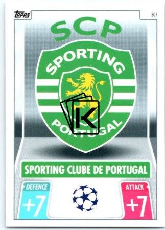 fotbalová kartička 2021-22 Topps Match Attax UEFA Champions League 307 Sporting Lisabon Logo