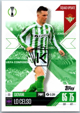 Fotbalová kartička 2024-25 Topps Match Attax EXTRA UEFA Club Competitions Squad Update 20.  Giovani Lo Celso (Real Betis Balompié)