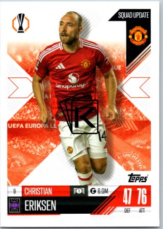 Fotbalová kartička 2024-25 Topps Match Attax EXTRA UEFA Club Competitions Squad Update 9.  Christian Eriksen (Manchester United)