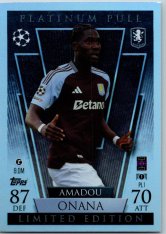 Fotbalová kartička 2024-25 Topps Match Attax EXTRA UEFA Club Competitions Platinum Pull Limited Edition PL 1.  Amadou Onana (Aston Villa)