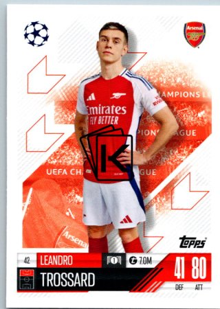 fotbalová kartička 2024-25 Topps Match Attax UEFA Club Competitions  42 Leandro Trossard (Arsenal)