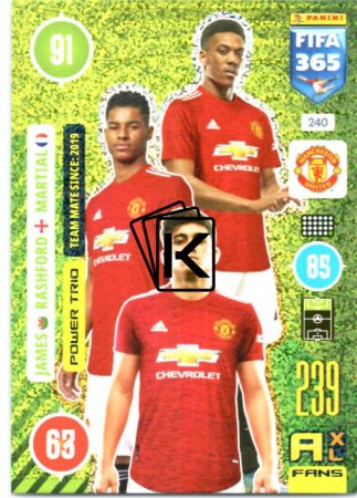 fotbalová karta Panini Adrenalyn XL FIFA 365 2021 Power Trio 240 James Rashford Martial Manchester United