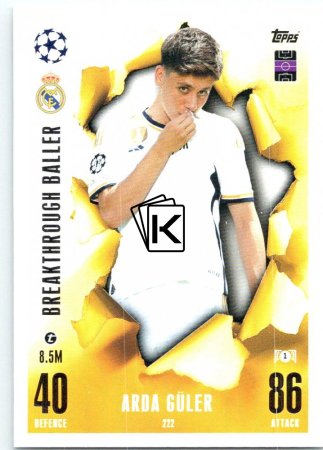 2023-24 Topps Match Attax EXTRA UEFA Club Competition Breakthrough Ballers 222 Arda Güler (Real Madrid CF)