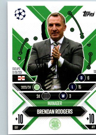 Fotbalová kartička 2024-25 Topps Match Attax EXTRA UEFA Club Competitions Manager Career 133.  Brendan Rodgers (Celtic FC)