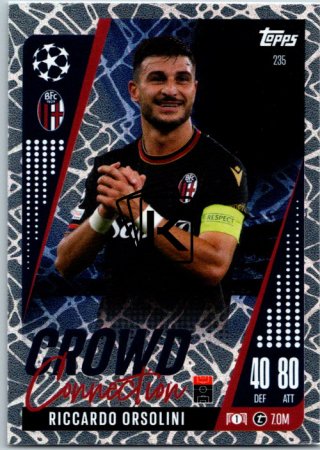 Fotbalová kartička 2024-25 Topps Match Attax EXTRA UEFA Club Competitions Crowd Connection 235 Riccardo Orsolini (Bologna FC 1909)