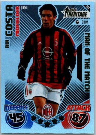 Fotbalová kartička 2024-25 Topps Match Attax EXTRA UEFA Club Competitions Topps Heritage - Man of the Match 294 Rui Costa (AC Milan)