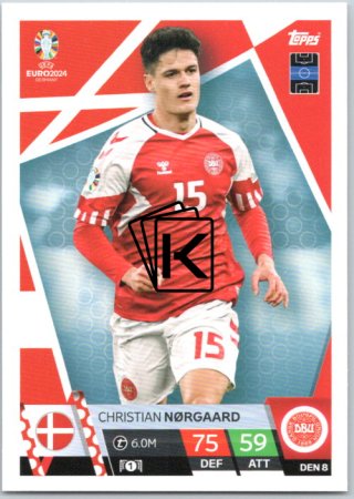 fotbalová karta Topps Match Attax EURO 2024 DEN8 Christian Nørgaard (Denmark)