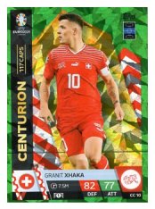 fotbalová karta Topps Match Attax EURO 2024 Green parallel Centurion CC 10 Granit Xhaxa (Switzerland)