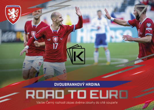 fotbalová kartička 2024 SportZoo Hrdí Lvi Road to EURO RE-06 Václav Černý dvoubrankový hrdina