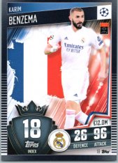 fotbalová kartička 2020-21 Topps Match Attax 101 Champions League 18 Karim Benzema Real Madrid CF