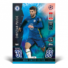fotbalová kartička 2021-22 Topps Match Attax UEFA Champions League Limited Edition Aqua Christian Pulisic Chelsea FC