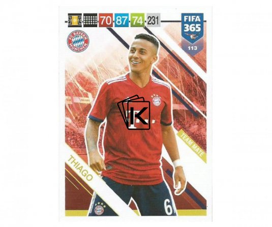 Fotbalová kartička Panini FIFA 365 – 2019 Team Mate 113 Thiago FC Bayern Munchen