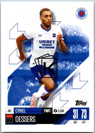fotbalová kartička 2024-25 Topps Match Attax UEFA Club Competitions 387 Cyriel Dessers (Rangers FC)