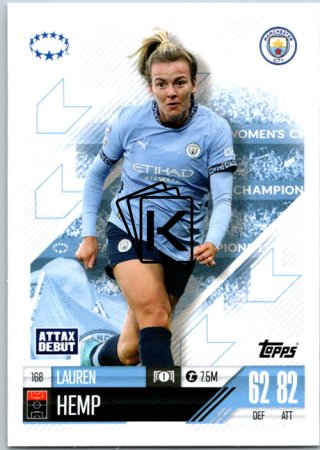 Fotbalová kartička 2024-25 Topps Match Attax EXTRA UEFA Club Competitions UWCL Cards 168.  Lauren Hemp (Manchester City)