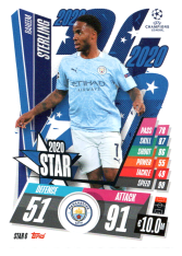 fotbalová kartička 2020-21 Topps Match Attax Champions League STAR6 Raheem Sterling Manchester City