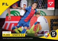 fotbalová kartička SportZoo 2021-22 Live L-027 Jan Sýkora FK Viktoria Plzeň - Sparta 3:2