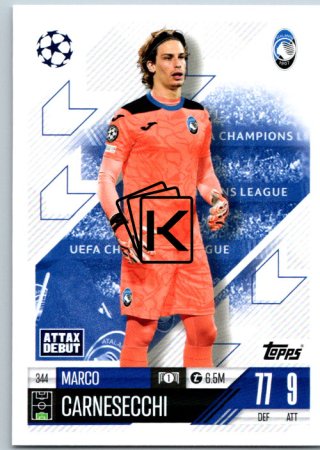 fotbalová kartička 2024-25 Topps Match Attax UEFA Club Competitions 344 Marco Carnescchi (Atalanta BC)  -  Attax Debut