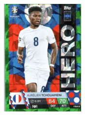 fotbalová karta Topps Match Attax EURO 2024 Green parallel Hero FRA 8 Aurelien Tchouameni (France)