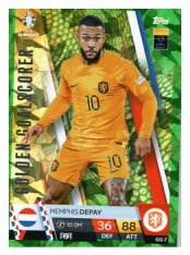 fotbalová karta Topps Match Attax EURO 2024 Green parallel GC7 Memphis Depay (Netherlands)