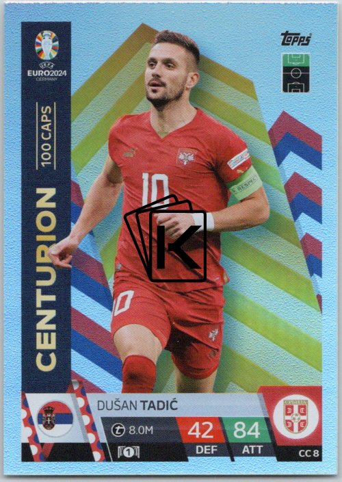 Autocollant Topps EURO 2024 – Dusan Tadic Serbie – édition EURO – Neuf Ou Quasi Neuf