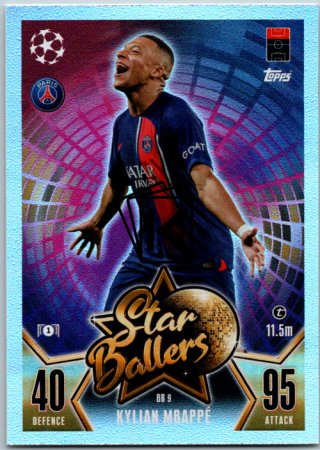 Fotbalová kartička 2023-24 Topps Match Attax UEFA Club Competitions Star Ballers Limited Edition BB 9 Kylian Mbappé (Paris Saint-Germain)
