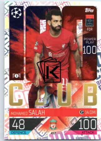 Fotbalová kartička 2022-23 Topps Match Attax UCL CLub 100 - 457 Mohamed Salah - Liverpool