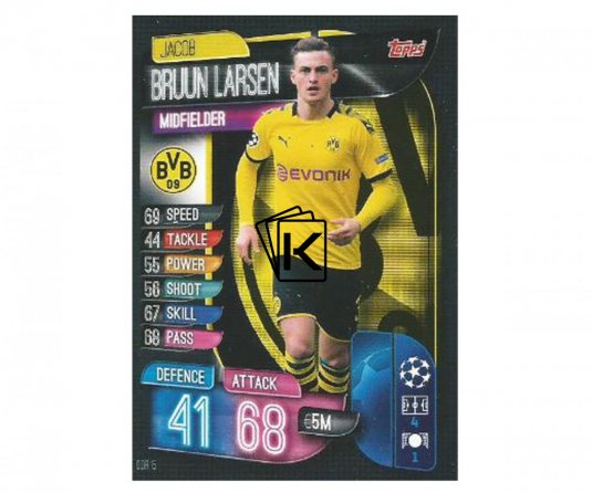 Fotbalová kartička 2019-2020  Topps Champions League Match Attax -  Borussia Dortmund - Jacob Bruun Larsen 15