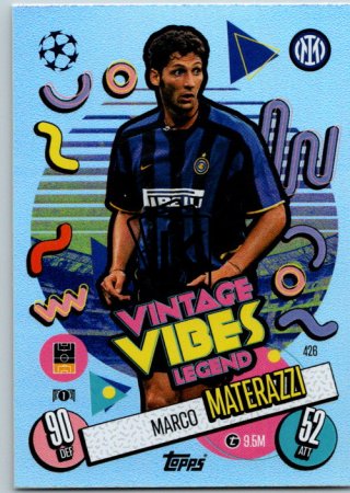 fotbalová kartička 2024-25 Topps Match Attax UEFA Club Competitions Vintage Vibes Legend 426 Marco Materazzi (FC Internazionale Milano)