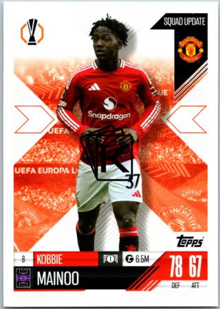 Fotbalová kartička 2024-25 Topps Match Attax EXTRA UEFA Club Competitions Squad Update 8.  Kobbie Mainoo (Manchester United)