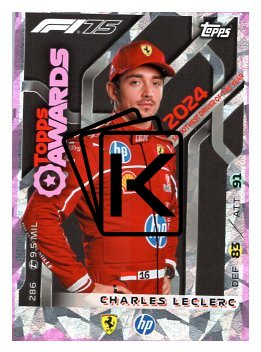 2025 Topps Turbo Attax F1 Scuderia Ferrari Topps Awards  286 Charles Leclerc-Paralel Pink