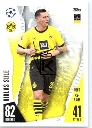 Fotbalová kartička 2023-24 Topps Match Attax UEFA Club Competitions  214 Niklas Süle  Borussia Dortmund
