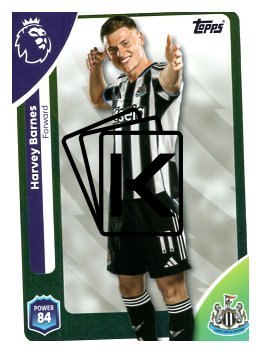 fotbalová kartička 2025-26 Topps  Premier League 229 Harvey Barnes (Newcastle United)