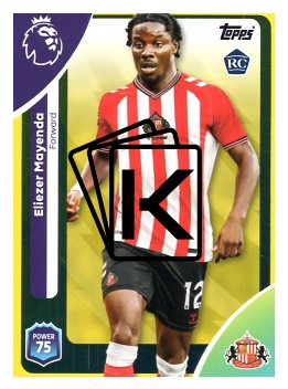 fotbalová kartička 2025-26 Topps  Premier League 356 Eliezer Mayenda (Sunderland)  -  Rookie-PARALLEL Yellow