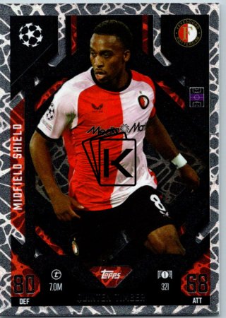 Fotbalová kartička 2024-25 Topps Match Attax EXTRA UEFA Club Competitions Midfield Shield 321 Quinten Timber (Feyenoord)