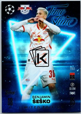fotbalová kartička 2024-25 Topps Match Attax UEFA Club Competitions Limited Edition Time To Shine TTS2 Benjamin Šeško (RB Leipzig)