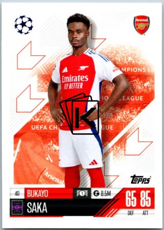 fotbalová kartička 2024-25 Topps Match Attax UEFA Club Competitions  40 Bukayo Saka (Arsenal)
