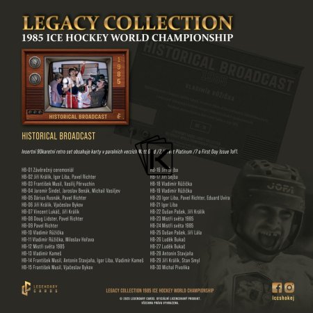 Legendary Cards Český Hokej 1985 Legacy Collection Collector Box