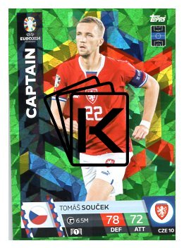 fotbalová karta Topps Match Attax EURO 2024 Green parallel CZE10 Tomáš Souček (Czech Republic)