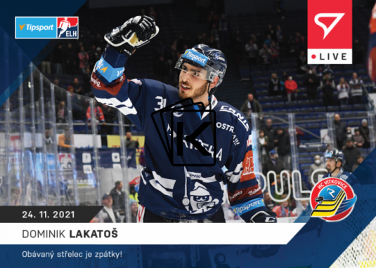 Hokejová kartička SportZoo 2021-22 Live L-048 DOminik Lakatoš HC Vítkovice