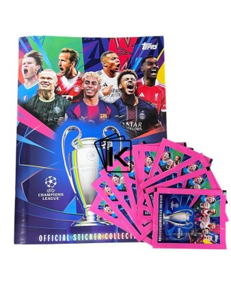2025-26 Topps UEFA Champions League 10x Balíček Samolepek + Album zdarma