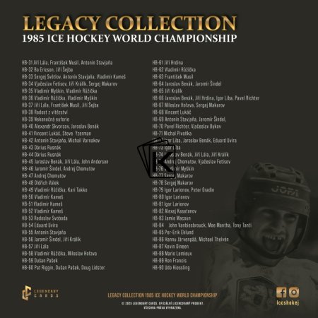 Legendary Cards Český Hokej 1985 Legacy Collection Collector Box