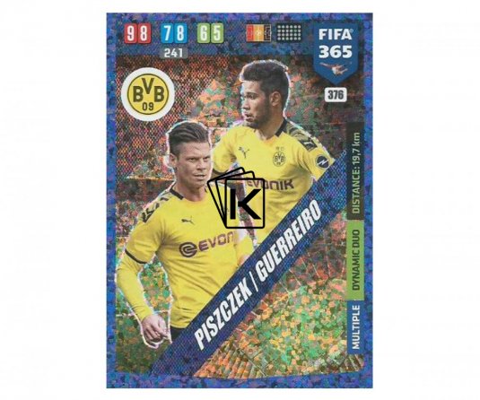 Fotbalová kartička Panini FIFA 365 – 2020 Multiple  376 Piszczek Guerreiro Borussia Dortmund