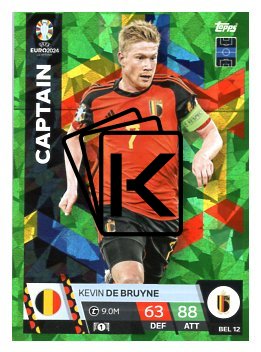 fotbalová karta Topps Match Attax EURO 2024 Green parallel BEL12 Kevin De Bruyne (Belgium)