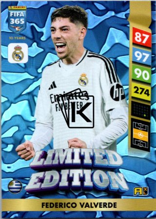 Limitovaná kartička Panini FIFA 365 2025 Adrenalyn XL Frederico Valverde Real Madrid CF
