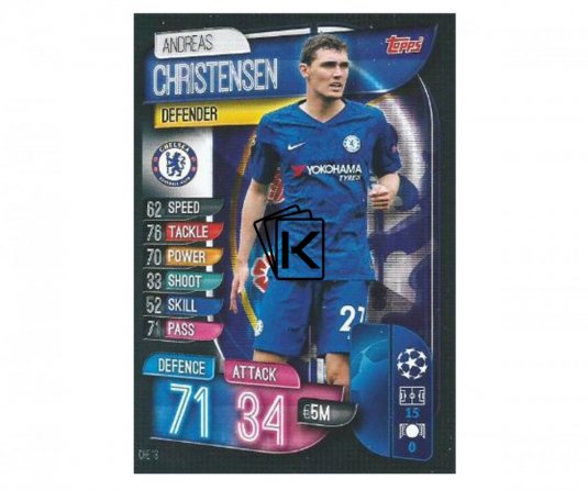 Fotbalová kartička 2019-2020  Topps Champions League Match Attax - Chelsea FC - Andreas Christensen 13