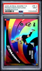 Gradovaná karta 2025-26 Topps Real Madrid Team Set Rainbow Flick #RF-3 Franco Mastantuono PSA 9