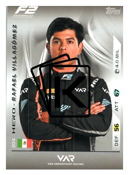 2025 Topps Turbo Attax F1 Van Amersfoort Racing F2 Teams HP 204 Rafael Villagómez-KOPIE