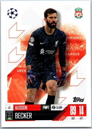 fotbalová kartička 2024-25 Topps Match Attax UEFA Club Competitions  47 Alisson Becker (Liverpool)