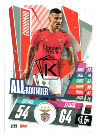 fotbalová kartička Topps Match Attax Champions League 2020-21 BEN3 Chiquinho All Rounder SL Benfica