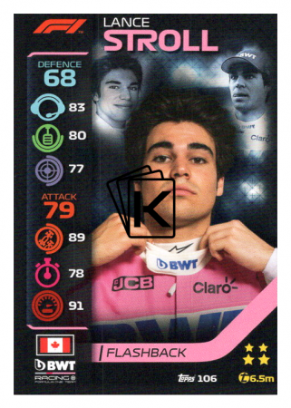 2020 Topps Formule 1 Turbo Attax 106 Flashback Lance Stroll BTW Racing Point